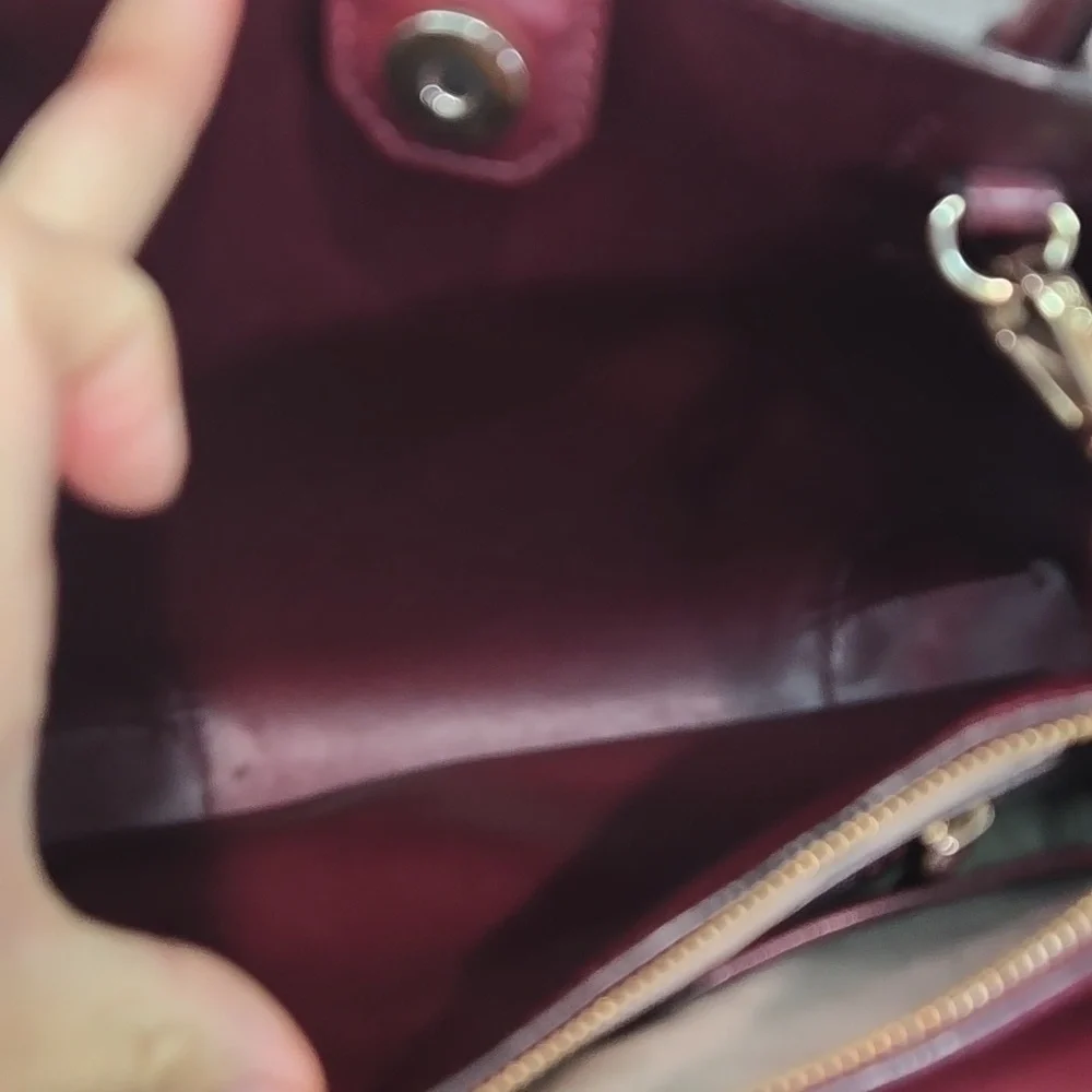 Michael Kors Women Burgundy Leather Tote Bag Crossbody Tote